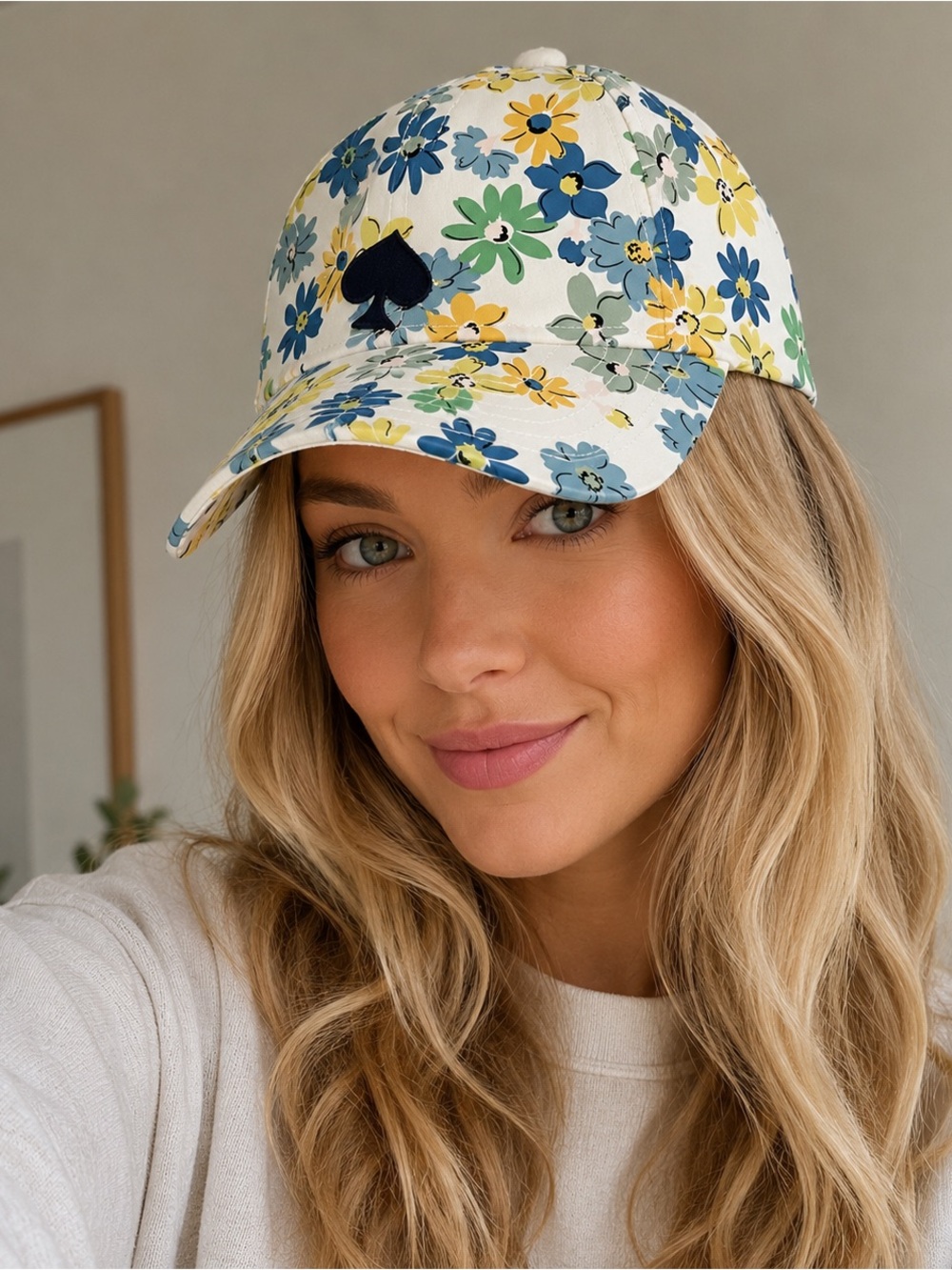 Kate Spade New York Baseball Printed Cap/Hat, Floral French Cream